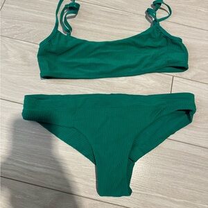 Frankie’s bikinis green two piece bikini medium